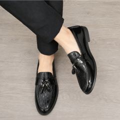 ( BAN L26 ) Giày lười da bóng gắn chuông, Giày tây chụp kỷ yếu thiết kế trẻ trung đế cao su đúc có khâu