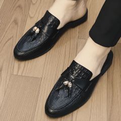( BAN L39 ) Sục lười dự tiệc in vân nổi sắc nét, Giày hở gót thiết kế tinh tế đế cao su chống trơn trượt cao 3cm