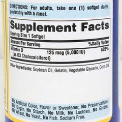Viên uống bổ sung Vitamin D3 Puritan’s Pride Vitamin D3 125mcg (5000 IU) 100 viên của Mỹ