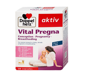 Viên uống bổ sung vitamin và khoáng chất cho phụ nữ mang thai Doppelherz Aktiv Vital Pregna (Hộp 30 viên)