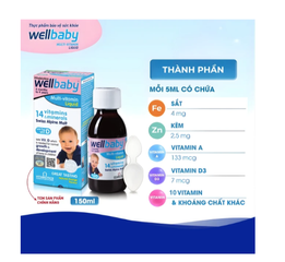 Siro bổ sung vitamin khoáng chất cho trẻ Vitabiotics Wellbaby Multi-Vitamin Liquid (150ml)
