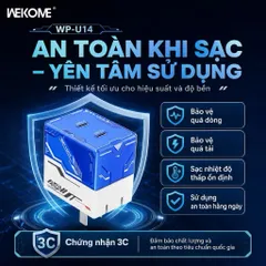 Củ Sạc Nhanh 40W WEKOME GaN WP-U14 - 2 Cổng Type C Sạc Nhanh PD/PPS Công Nghệ GaN Nhỏ Gọn