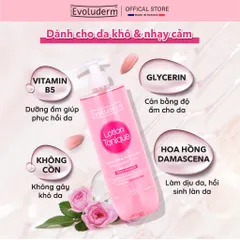 Nước Hoa Hồng thiên nhiên thuần chay Evoluderm Cho Da Khô Và Nhạy Cảm 500ml (QT)