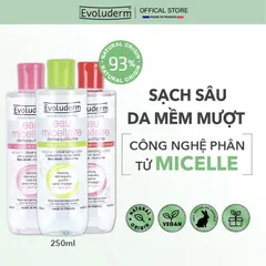 Nước Tẩy Trang không cồn Evoluderm thiên nhiên thuần chay làm sạch sâu, da mịn màng 250ml (QT)