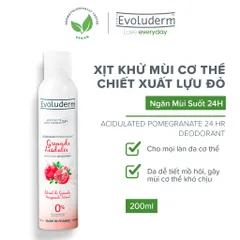 [HSD 8.2026] Xịt khử mùi toàn thân Evoluderm chiết xuất Lựu đỏ ngăn khuẩn gây mùi suốt 24h - 200ml (15256)