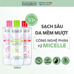 Nước Tẩy Trang không cồn Evoluderm thiên nhiên thuần chay, làm sạch sâu, da mịn màng 500ml (QT)