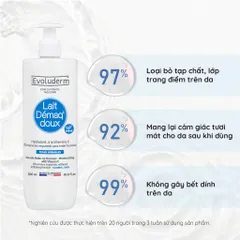 [EVOLUDERM] Sữa tẩy trang EVOLUDERM GENTLE MAKE-UP REMOVER - MOISTURIZING, WITH VITAMIN E - NORMAL SKIN 500ml