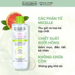 Nước Tẩy Trang không cồn Evoluderm thiên nhiên thuần chay, làm sạch sâu, da mịn màng 500ml (QT)