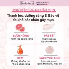Sữa rửa mặt và Mặt nạ 2 in 1 Evoluderm giúp da sạch sâu, thông thoáng giảm mụn hiệu quả 150ml (17323) (QT)