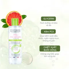 [EVOLUDERM] COMBO 02 Nước tẩy trang EVOLUDERM MICELLAR CLEANSING WATER COMBINATION TO OILY SKINS 250ml