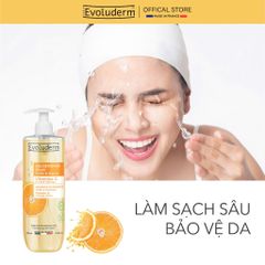Sữa rửa mặt trắng da Evoluderm dạng gel rửa mặt, thuần chay, Vitamin C, dưỡng trắng da mặt 500ml