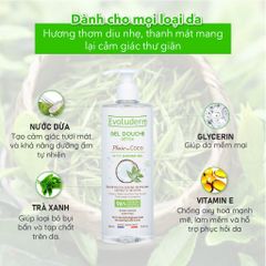[EVOLUDERM] Gel tắm Detox Dưỡng Da Từ Dừa Và Trà Xanh Evoluderm Pluie de Coco Shower Gel 500ml