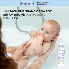 Sữa tắm gội cho bé Evoluderm thiên nhiên thuần chay giúp làm sạch dưỡng ẩm toàn thân bé 500ml (QT)