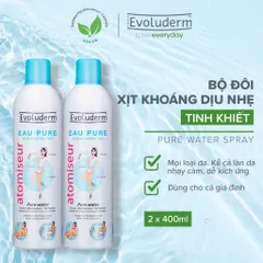 Bộ 2 Xịt khoáng dưỡng da cấp ẩm Evoluderm Atomiseur Eau Pure 400ml/chai