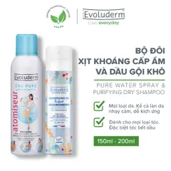 [COMBO DU LỊCH] Combo Xịt khoáng dưỡng ẩm Evoluderm 150ml và Gội Khô tiện lợi cho mái tóc bồng bền Evoluderm 200ml