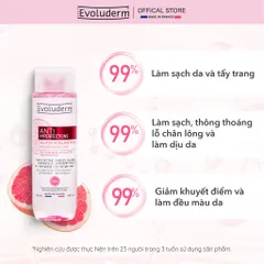 Nước Tẩy Trang Evoluderm Anti-Imperfections Chiết Xuất Bưởi Hồng, Công Thức Đặc Biệt Dành Da Dầu Mụn 250ml(20389)