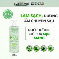 Gel Tắm Dưỡng Da MOISTURIZING* SHOWER GEL ALOE VERA QUENCHES & SOFTENS Evoluderm 500ml