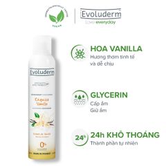 Xịt khử mùi toàn thân Evoluderm hương Vanilla ngăn khuẩn gây mùi suốt 24h - 200ml (20375)