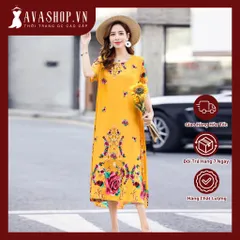 Đầm Lụa Cotton Nguyên Chất Trung Niên Mềm Mát Mùa Hè VH83