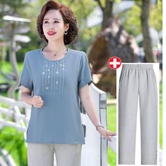 (THANH LÝ) Bộ Đồ Trung Niên Thun Cotton Mềm Đẹp AB34