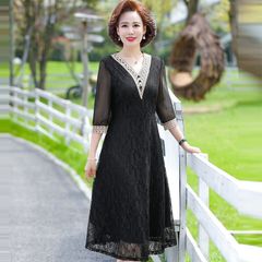 Đầm Dài Cổ V Thanh Lịch Phối Ren Cho Mẹ VH26