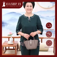 (THANH LÝ LẺ SIZE) Bộ Đồ Trung Niên Thêu Hoa Lịch Sự AB42 - Hàng Quảng Châu Cao Cấp