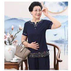 (THANH LÝ LẺ SIZE) Bộ Đồ Trung Niên Thêu Hoa Lịch Sự AB42 - Hàng Quảng Châu Cao Cấp