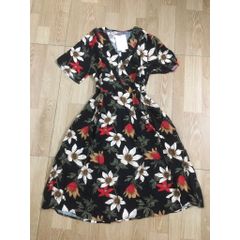 Đầm Cotton Lụa Mềm Mát  Cổ V In Hoa Thanh Lịch VH06