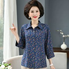 (THANH LÝ) Áo Sơ Mi Hoa Cotton Lụa Cho Mẹ Mềm Mát SM35
