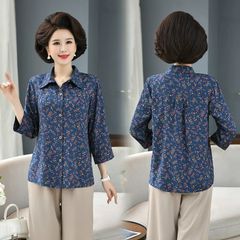 (THANH LÝ) Áo Sơ Mi Hoa Cotton Lụa Cho Mẹ Mềm Mát SM35