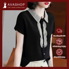 (THANH LÝ LẺ SIZE) Áo Sơ Mi Đen Thiết Kế Cổ Vuông Lịch Sự SM40