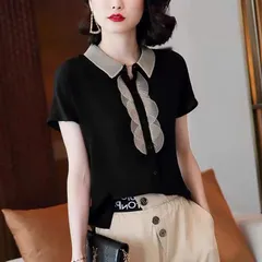 (THANH LÝ LẺ SIZE) Áo Sơ Mi Đen Thiết Kế Cổ Vuông Lịch Sự SM40