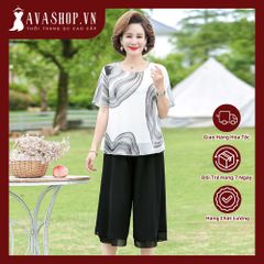 Bộ Đồ Voan Hai Lớp Mềm Mát Cho Mẹ Trung Niên AB18