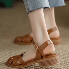 Dép Sandal Gót Thấp Kiểu La Hán Có Quai Cài Mùa Hè Cho Nữ AG04