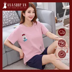 (THANH LÝ) Bộ Đồ Mặc Nhà Cotton Trẻ Trung Phong Cách Hàn Quốc AB25