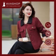 Áo Khoác Dạ Tweed Có Cổ Sang Trọng Cho Nữ Trung Niên AD66