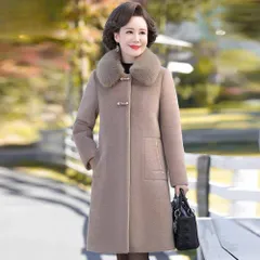Áo Khoác Dạ Lông Cổ Lông Chồn Mùa Đông Cho Mẹ AD15