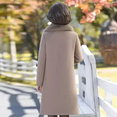 Áo Khoác Dạ Lông Cổ Lông Chồn Mùa Đông Cho Mẹ AD15