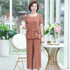 (THANH LÝ LẺ SIZE) Bộ Đồ Thun Nữ Trung Niên Cho Mẹ Đính Cườm Giản Dị AB20
