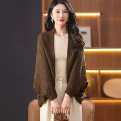 Áo Choàng Len Dáng Rộng Thời Trang Xuân Thu Cho Nữ Trung Niên AL127