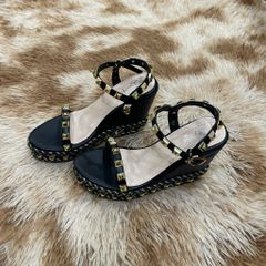 (CHÂN MỎNG LÙI 1 SIZE) Dép Sandal Đế Xuồng Hở Mũi Đính Tán Thời Trang AG27