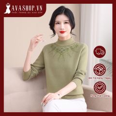 Áo Len Cổ Cao Lót Lông Dày Dặn Ấm Áp Cho Nữ Trung Niên AL87