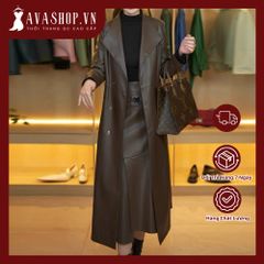 Áo Khoác Da Nữ Dáng Dài Kiểu Mới Phong Cách Châu Âu Sang Trọng KD01