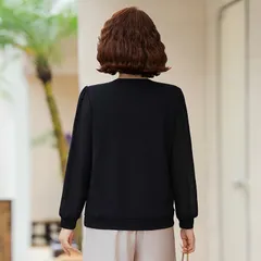 Áo Thun Dài Tay Xuân Thu Cổ V Che Bụng Cho Nữ Trung Niên SM102