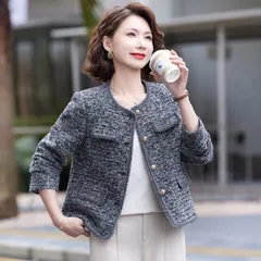 Áo Khoác Dạ Tweed Mùa Xuân Trẻ Trung Lịch Sự Cho Nữ Trung Niên AD56