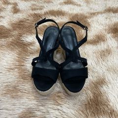 (FORM CHUẨN) Giày Sandal Đế Xuồng Cao Gót Da Lộn Thời Trang AG02