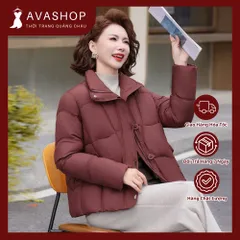 Áo Khoác Phao Cotton Dáng Ngắn Ấm Áp Cho Nữ Trung Niên AK56