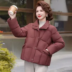 Áo Khoác Phao Cotton Dáng Ngắn Ấm Áp Cho Nữ Trung Niên AK56