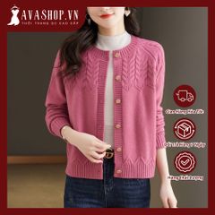 Áo Khoác Len Cardigan Cashmere Dệt Kim Cổ Tròn Dày Dặn Cho Nữ AL122