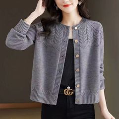 Áo Khoác Len Cardigan Cashmere Dệt Kim Cổ Tròn Dày Dặn Cho Nữ AL122